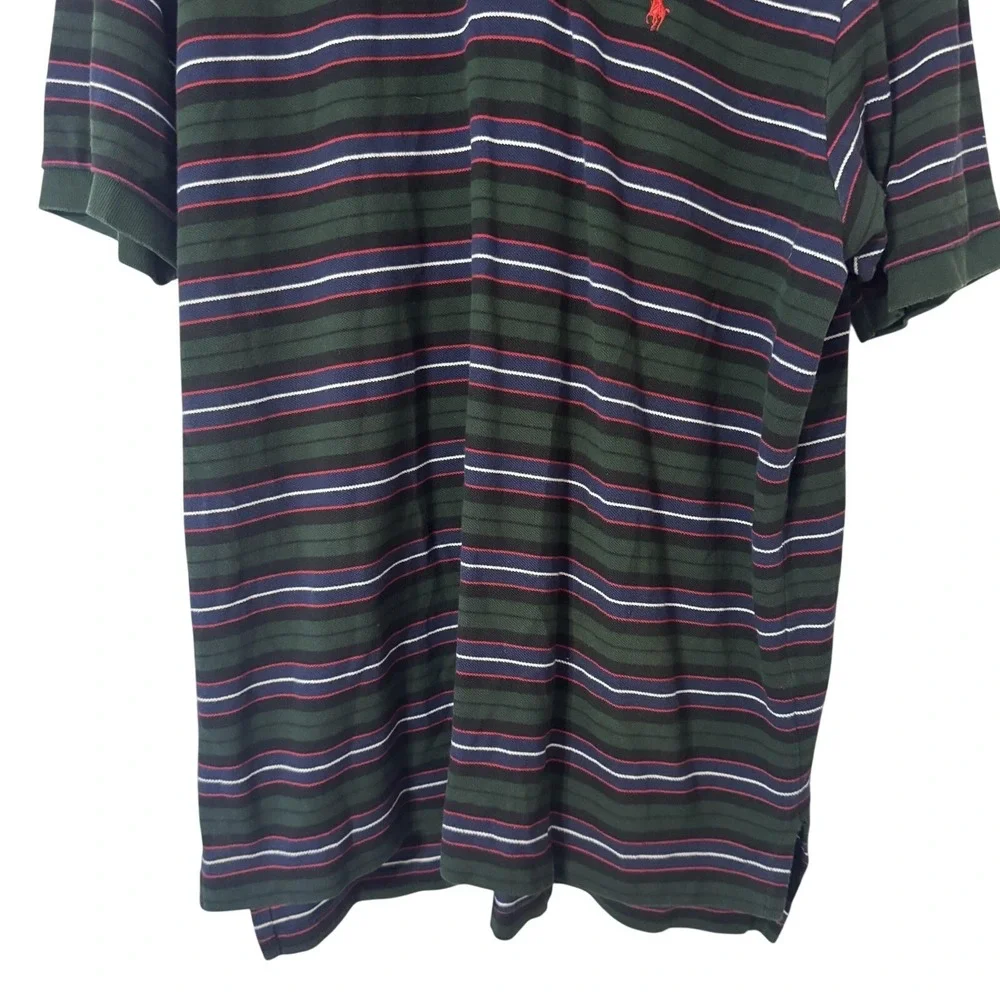 Polo Ralph Lauren Polo Shirt Mens 2XL Green Striped Short Sleeve Pony Logo
